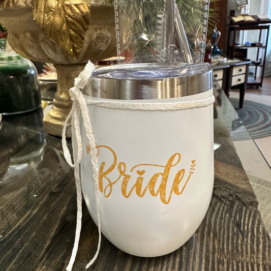 Small Bride Tumbler With Reusable Stainless Steel Straw